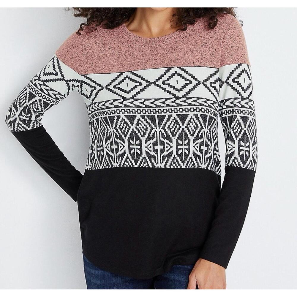 Maurices Medium Women's Long Sleeve Fair Isle Top NWT